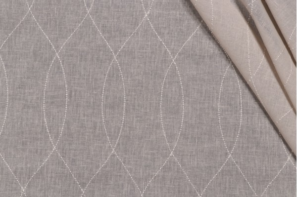 Bigelow Sheer Embroidered Drapery Fabric in Stone