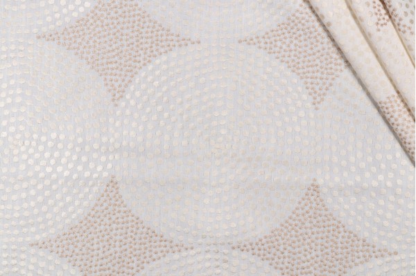 1 Yard Kibi Embroidered Drapery Fabric in Ivory