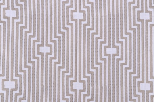 Quinlee Embroidered Drapery Fabric in Moonstone