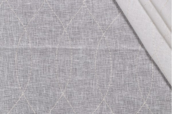 1 Yard Bigelow Sheer Embroidered Drapery Fabric in Snowflake