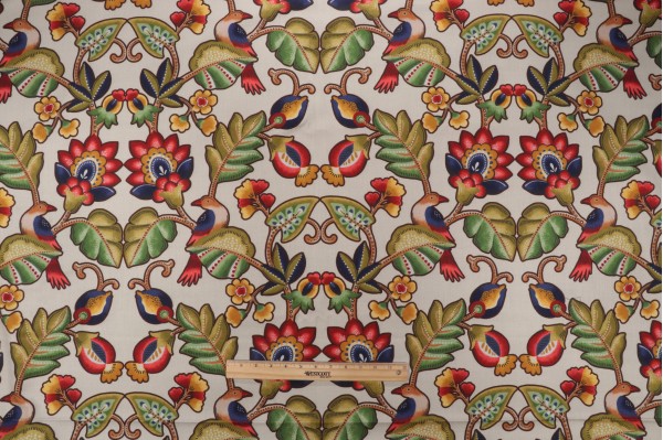 Hamilton Monticello Printed Cotton Drapery Fabric in Linen