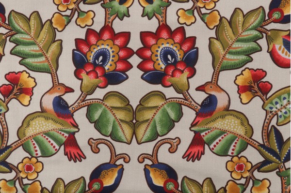 Hamilton Monticello Printed Cotton Drapery Fabric in Linen