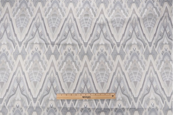 Crypton Deco Style High Performance Woven Upholstery Fabric in Grey