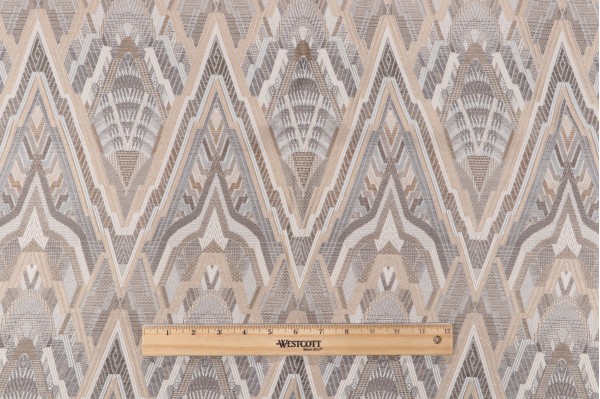 Crypton Deco Style High Performance Woven Upholstery Fabric in Gilt