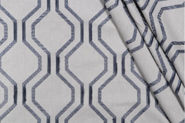 Mill Creek Entertainer Embroidered Drapery Fabric in Dresden 
