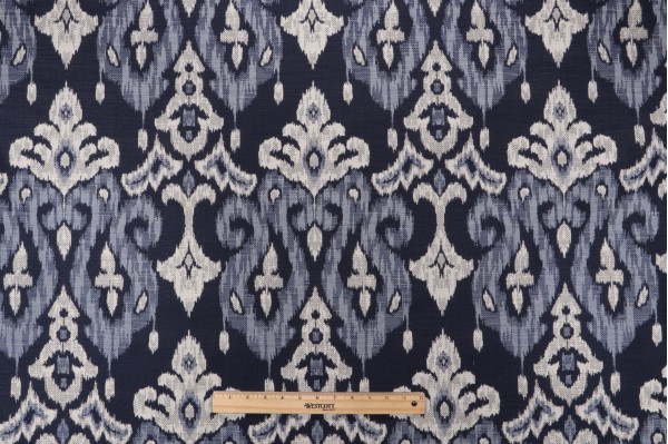 Sample of Mill Creek Makatea-Latex Backed Tapestry Upholstery Fabric in Indigo 
