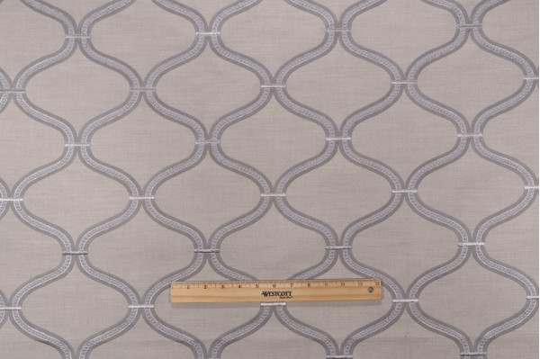 Sample of Mill Creek Freestyler Embroidered Drapery Fabric in Fog 