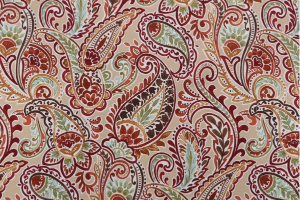 Bryant Fabrics Suva Paisley Printed Polyester Outdoor Fabric in Sand 