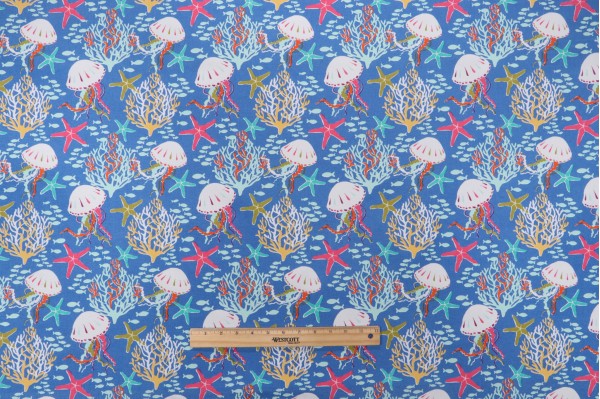 Bryant Fabrics Jellie Fish Printed Polyester Outdoor Fabric in Sail Blue 