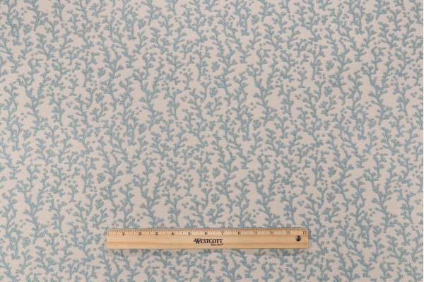 Valdese Weavers Coral Tapestry Upholstery Fabric in Aqua 