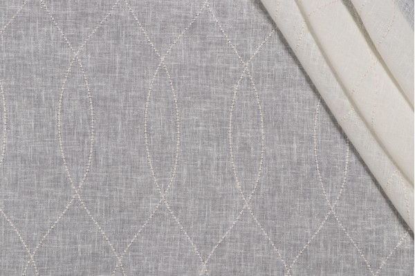Bigelow Sheer Embroidered Drapery Fabric in Cream