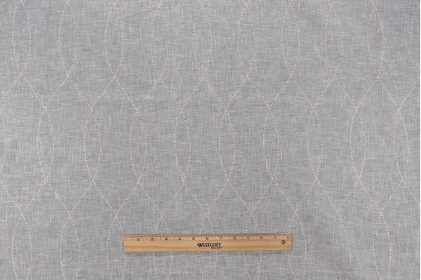 Bigelow Sheer Embroidered Drapery Fabric in Cream