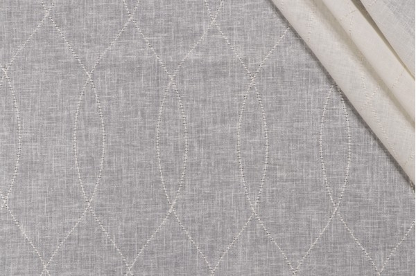 Bigelow Sheer Embroidered Drapery Fabric in Cream
