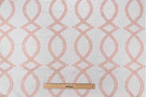 Deanna Embroidered Drapery Fabric in Blush