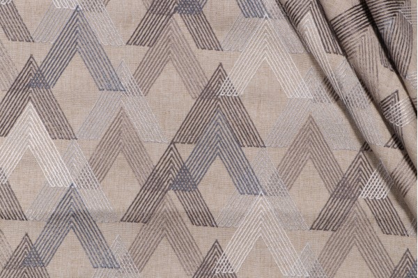 Arrowhead Embroidered Drapery Fabric in Tundra