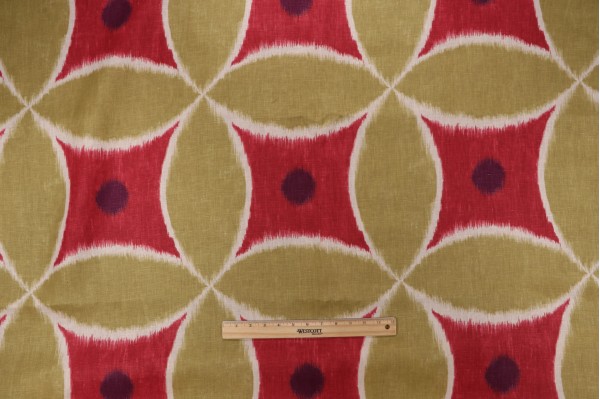 Duralee Ada Printed Linen Drapery Fabric in Watermelon