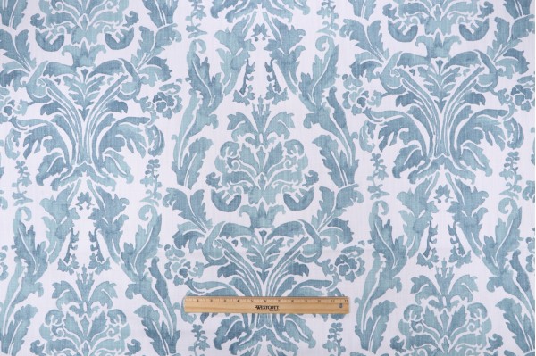 Click for 6.25 Yards Lacefield Coribel Printed Cotton Blend Drapery Fabric in Bluestone Lacefield Coribel Printed Cotton Blend Drapery Fabric in Bluestone