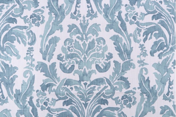 Click for 6.25 Yards Lacefield Coribel Printed Cotton Blend Drapery Fabric in Bluestone Lacefield Coribel Printed Cotton Blend Drapery Fabric in Bluestone