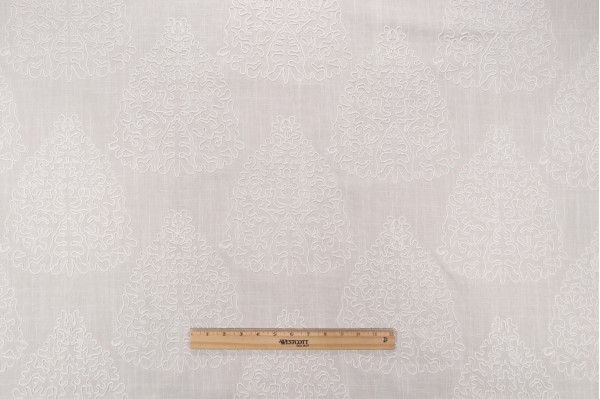 Kaelen Embroidered Drapery Fabric in Ivory