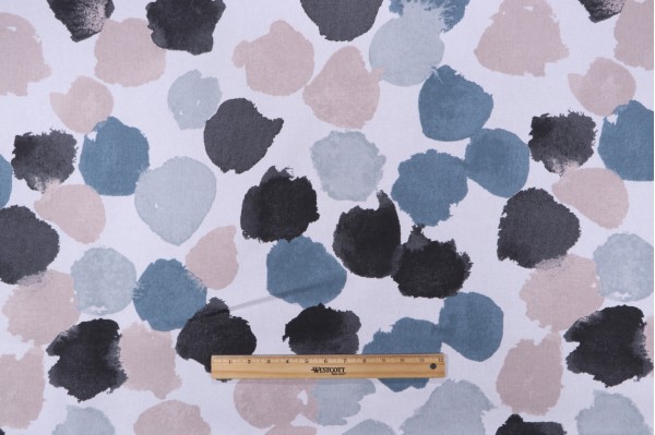 Robert Allen Monet Dot Printed Cotton Drapery Fabric in Eclipse