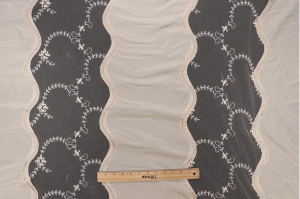 Click for 9.5 Yards Scalamandre Dorisse Embroidered Sheer Silk Drapery Fabric in Chantilly Scalamandre Dorisse Embroidered Sheer Silk Drapery Fabric in Chantilly