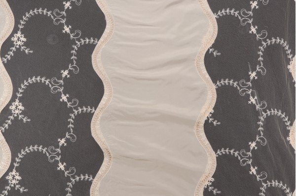 Click for 9.5 Yards Scalamandre Dorisse Embroidered Sheer Silk Drapery Fabric in Chantilly Scalamandre Dorisse Embroidered Sheer Silk Drapery Fabric in Chantilly