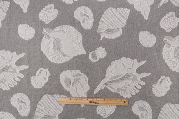 Grey Watkins Sheer Shells Lace Drapery Fabric in Natural for Scalamandre