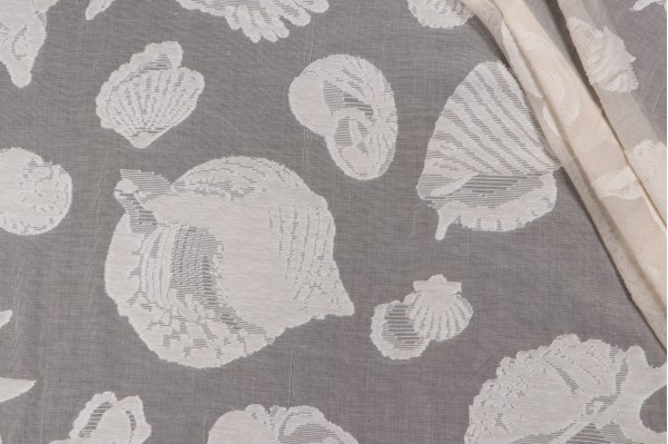 Grey Watkins Sheer Shells Lace Drapery Fabric in Natural for Scalamandre