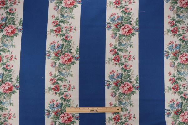 Click for Ralph Lauren Floral Stripe Printed Drapery Fabric in Blue/Multi  Ralph Lauren Floral Stripe Printed Drapery Fabric in Blue/Multi