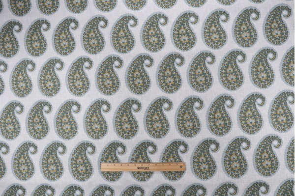 P Kaufmann Priya Printed Cotton Blend Drapery Fabric in Sky 