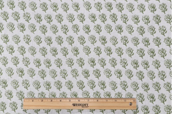 P Kaufmann Laila Printed Cotton Blend Drapery Fabric in Green 