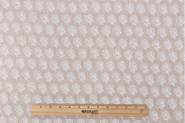 P Kaufmann Laila Printed Cotton Blend Drapery Fabric in Natural 