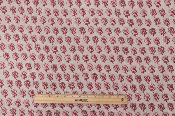 P Kaufmann Laila Printed Cotton Blend Drapery Fabric in Red 