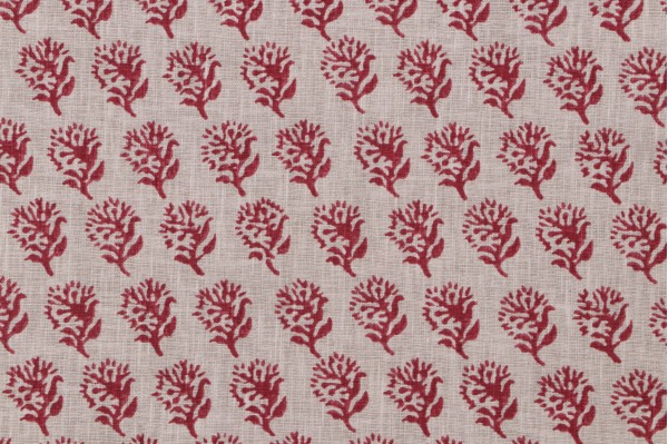 P Kaufmann Laila Printed Cotton Blend Drapery Fabric in Red 