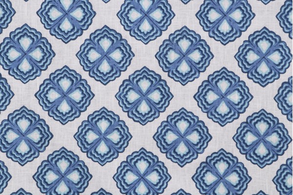 P Kaufmann Dori Printed Cotton Blend Drapery Fabric in Blues 