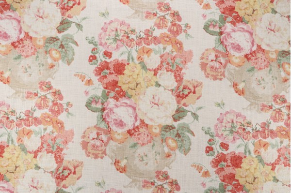 P Kaufmann Beaumont Vase Printed Linen Blend Drapery Fabric in Multi 