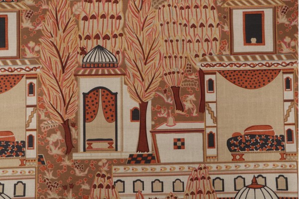 P Kaufmann Marrakesh City Printed Cotton Drapery Fabric in Turmeric 
