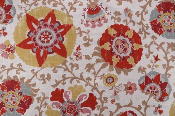 P Kaufmann Sophie Printed Linen Blend Drapery Fabric in Spice 