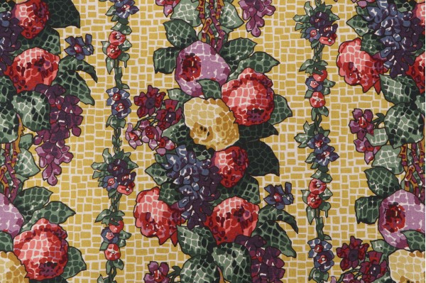 P Kaufmann Vanessa Blooms Printed Cotton Drapery Fabric in Canary 
