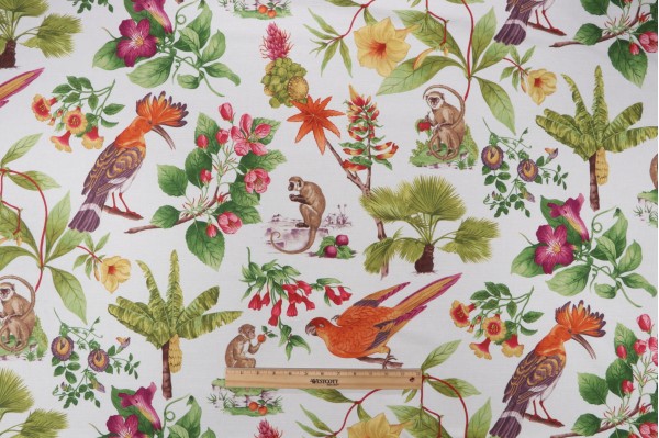 P Kaufmann Bel Amour Printed Linen Blend Drapery Fabric in Tropical 