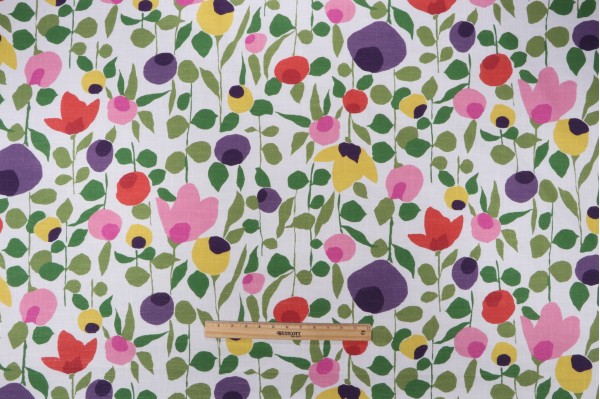 Sample of P Kaufmann Summer Vale Printed Cotton Drapery Fabric in Summer 