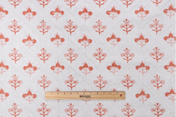 Sample of P Kaufmann Sita Pintuck Printed Cotton Blend Drapery Fabric in Blush 