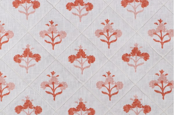 Sample of P Kaufmann Sita Pintuck Printed Cotton Blend Drapery Fabric in Blush 