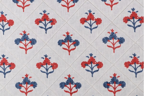 P Kaufmann Sita Pintuck Printed Cotton Blend Drapery Fabric in Americana 