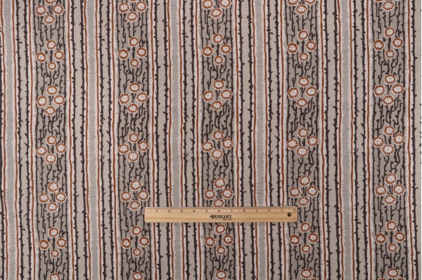 P Kaufmann Leonard Blooms Printed Cotton Drapery Fabric in Taupe 