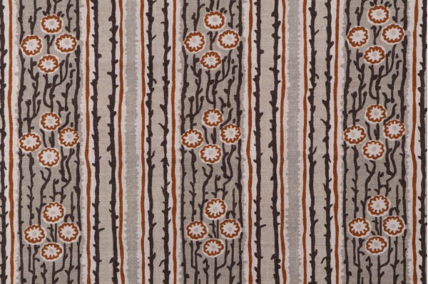 P Kaufmann Leonard Blooms Printed Cotton Drapery Fabric in Taupe 