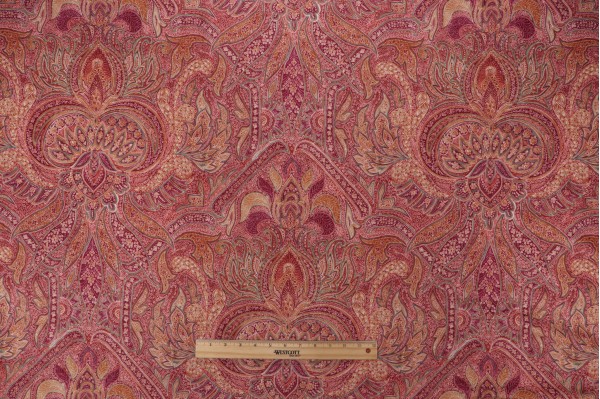 P Kaufmann Riad Paisley Printed Velveteen Decorator Fabric in Fuchsia 
