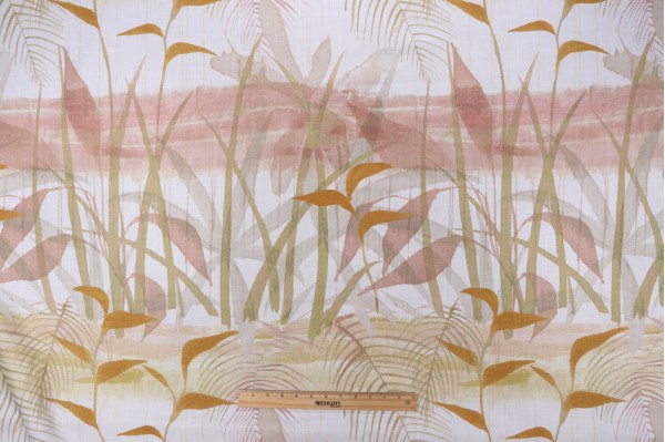 P Kaufmann Mito Pond Printed Cotton Drapery Fabric in Sunset 