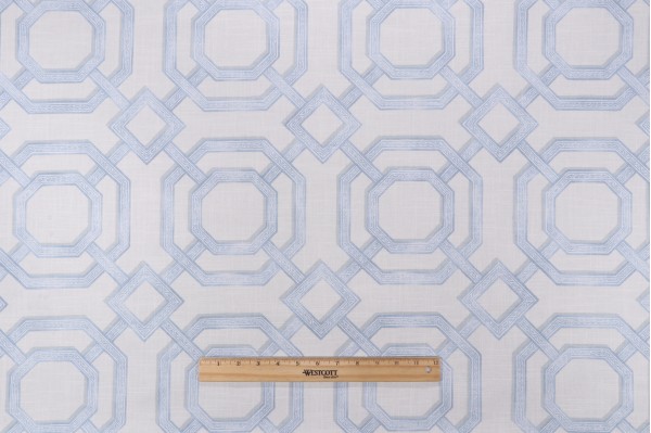 P Kaufmann Gazebo Trellis Printed Cotton Drapery Fabric in Spa 