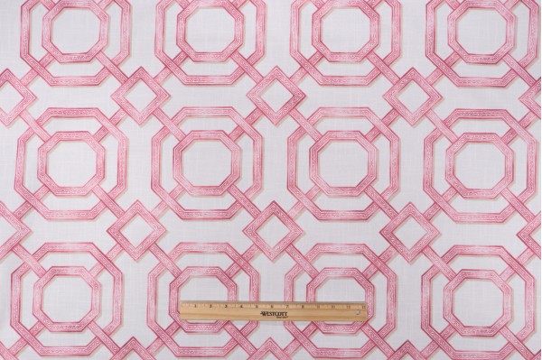 P Kaufmann Gazebo Trellis Printed Cotton Drapery Fabric in Berry 